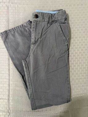 Janie and Jack Gray Boys Chinos with Light Blue Waistband Detail